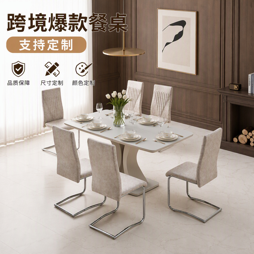 Mesa de Comedor Extensible con Chapa de Madera de MDF y Madera, Multifuncional, para Comedor image 1