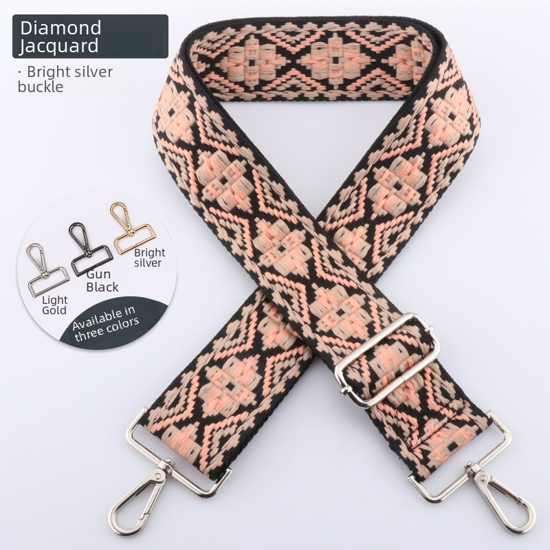 New Diamond Jacquard Bag Shoulder Strap Free Shipping Crossbody Adjustable Shoulder Strap Cross-Border 5cm Wide Shoulder Strap Bag Strap
