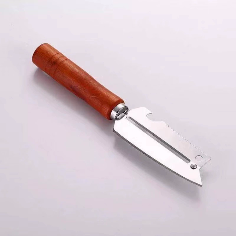 Рубанок для фруктов, строгальный станок для пилинга сахарной трости, открывалка для бутылок, кухонный инструмент, нож с деревянной ручкой, нож для очистки овощей, овощечистка из нержавеющей стали