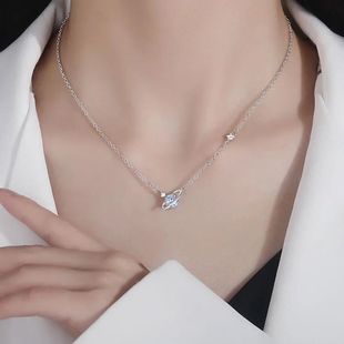 Planet Necklace Women's 2023 New Women's Light Luxury Niche Design Ins Cold Style Internet Celebrity Best Friend Lock Sensheng