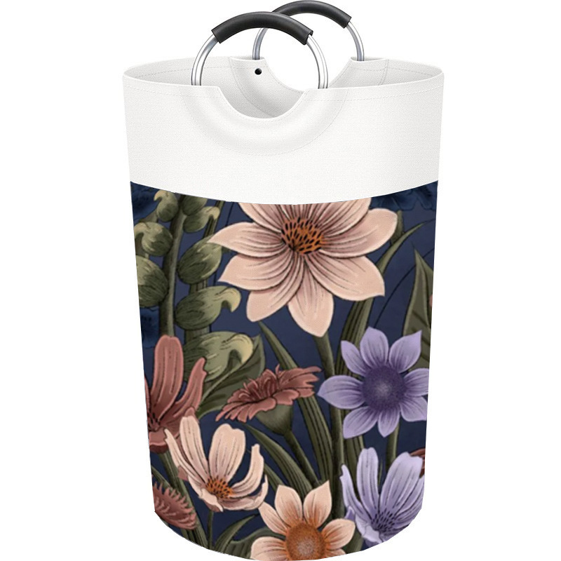 Barril de almacenamiento de impresión de tela de gran capacidad transfronterizo, artículos diversos, cestas de ropa sucia, cestas de lavandería plegables para el hogar se pueden personalizar