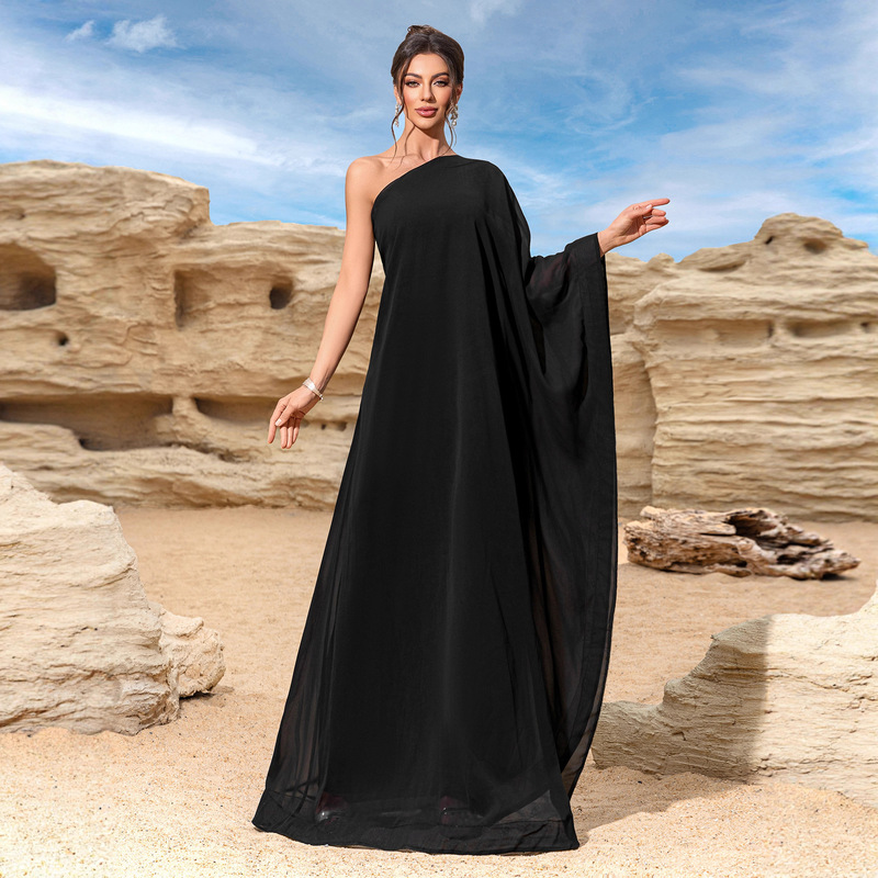 Sleeveless Off-Shoulder Dress Women's Summer Waist Skirt Retro Elegant A-Line Long Skirt Long Long Hem Robe