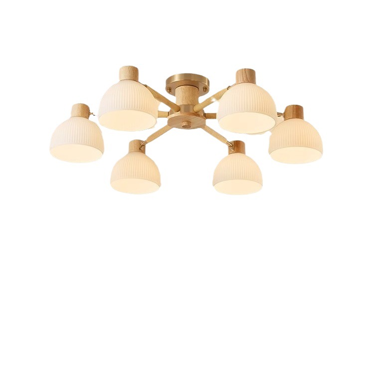 Lámpara de sala de estar de troncos, candelabro, vidrio creativo japonés, habitación de libro nórdico, lámpara de dormitorio, lámpara de comedor de madera maciza minimalista moderna