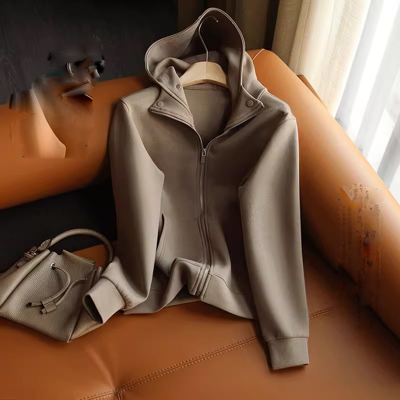 Women's Clothing Must have collection Enjoy the air like clouds Versatile and stylish solid color hooded zippered cardigan sweater jacket for women_voghion.com