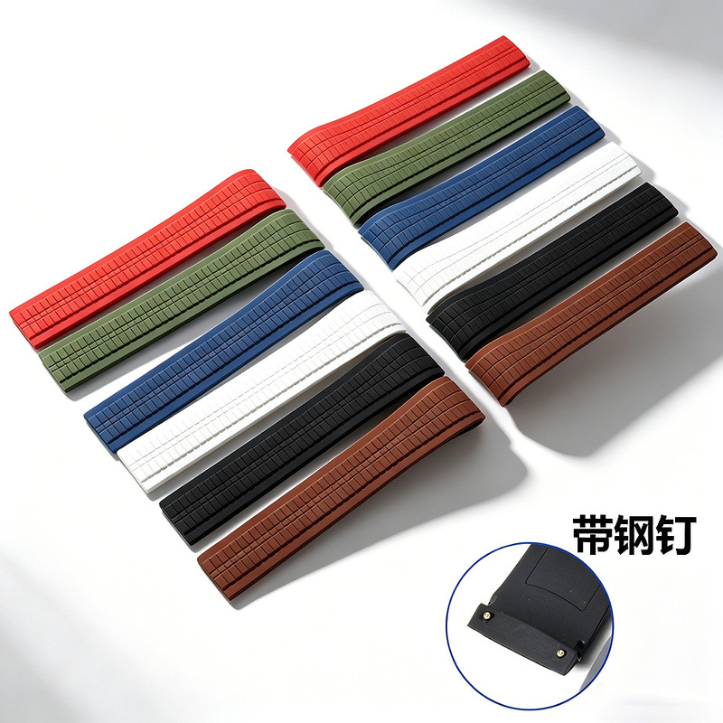 Original Grenade Watch Strap with Raised Steel Studs, No Logo, Suitable for Patek Philippe Watches, Non-Silicone Rubber, 21mm Original Grenade Watch Strap with Raised Steel Studs, No Logo, Suitable for Patek Philippe Watches, Non-Silicone Rubber, 21mm