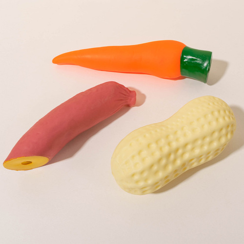 Yiwu Vinyl Toys Simulation Food System Sounding Hamburger Chicken Legs Carrot Dog Toys Set Wholesale