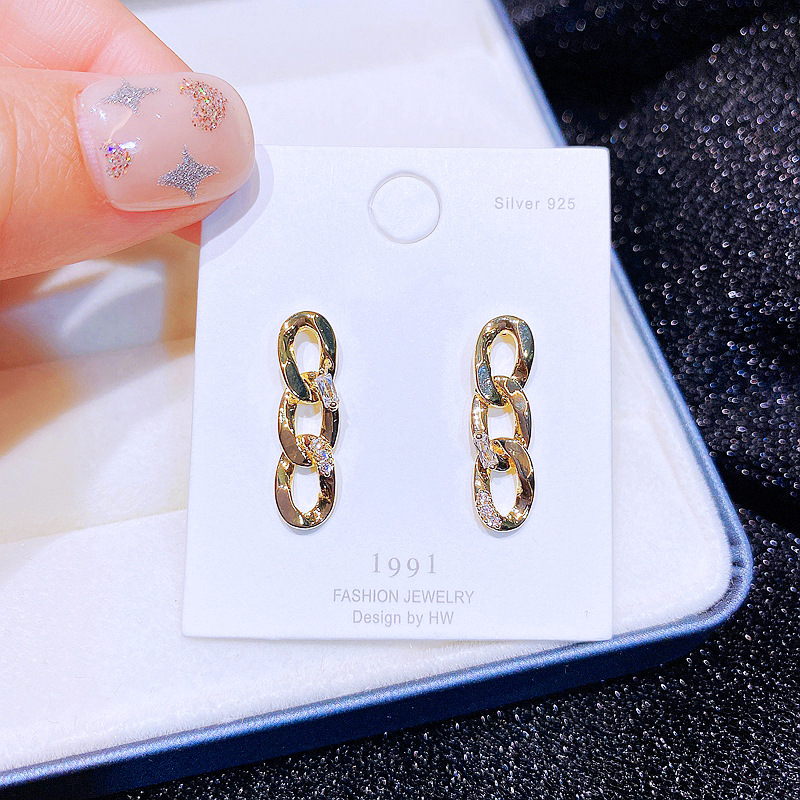 Women's Ins Style Fashion Geometric Copper Earrings Inlaid Zircon Zircon Drop Earrings display picture 2