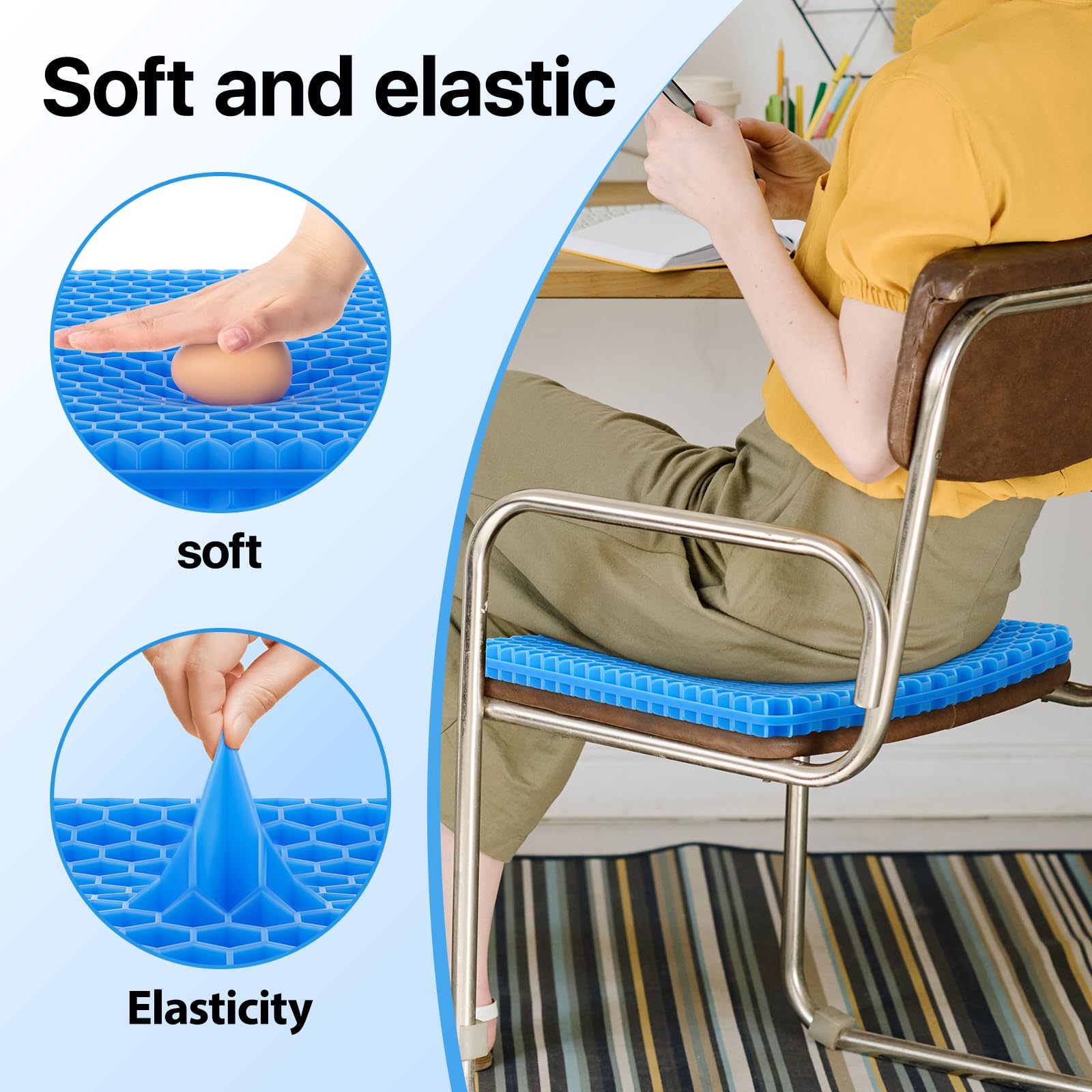 Honeycomb Gel Cushion Double Layer Thickened Car Cushion Available Home Office Seat Cushion Soft Plaid Breathable