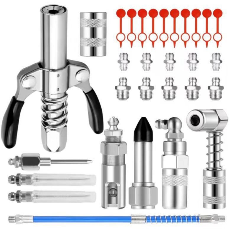 新款润滑工具30件套自锁润滑注油嘴套装双手柄高压不锈钢注油嘴头