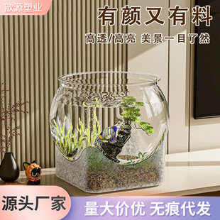 Transparent plastic fish tank aquarium micro-landscape landscaping touch-resistant fall-resistant office viewing turtle tank wholesale