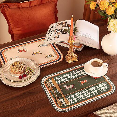 Retro European tasteless leather placemat, small table mat, Western food mat, high-end household waterproof, oil-proof, anti-scalding and heat-insulating table mat