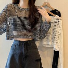 镂空针织衫女2025新款夏季薄款宽松洋气短款防晒外搭罩衫辣妹上衣