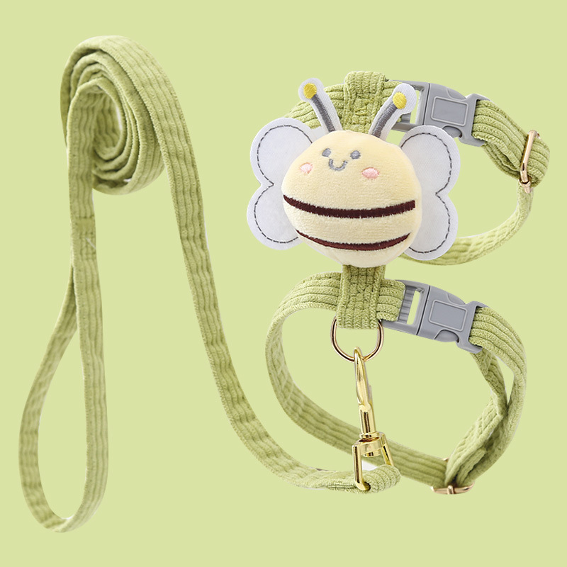 Suministros para mascotas Amazon nueva abeja pecho espalda gato tracción cuerda en forma de I anti-rotura ajustable gato caminando cuerda