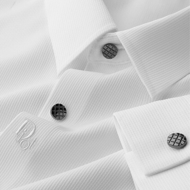 Elastic Soft Professional Work Long Short-sleeved Shirt Men's Autumn and Winter Light Business Traceless Embroidered Shirt Non-ironing Shirt Men's