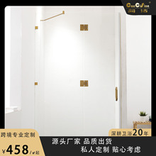 简洁定制无框干湿分离一字型卫生间下沉式玻璃隔断浴室洗澡移门浴