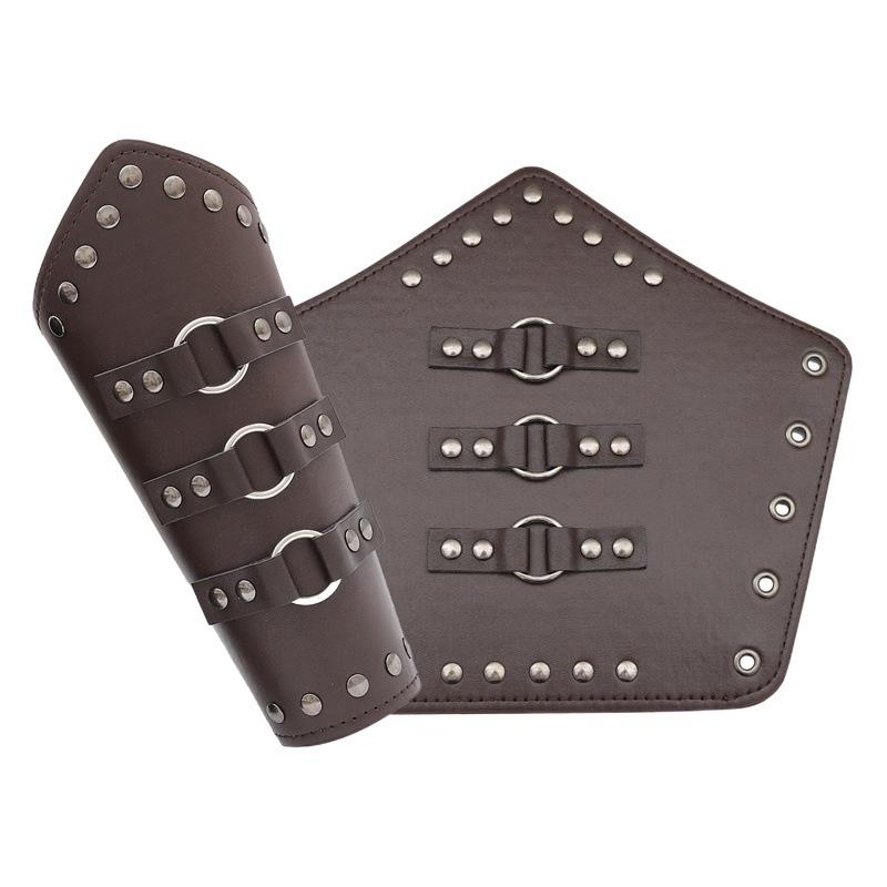 Pulseras exageradas de gran venta de Temu, pulseras con remaches de PU de estilo medieval, protectores de brazos de ciclismo con cuerda encerada personalizada, accesorios de COSPIAY