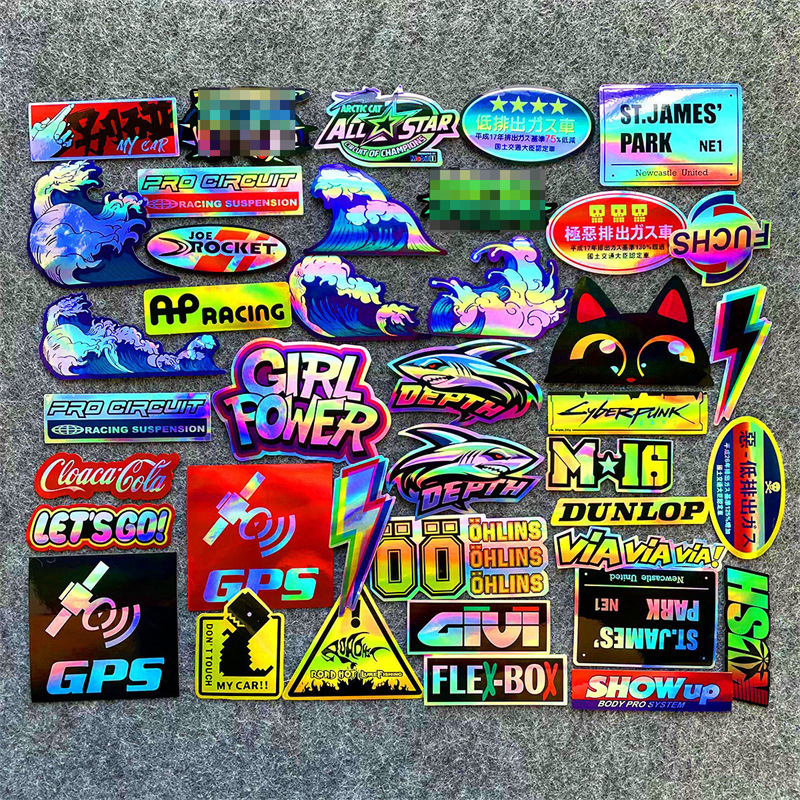 Cross-border hot sale sponsor stickers motorcycle waterproof modified helmet stickers body personality Garland creative scratch stickers