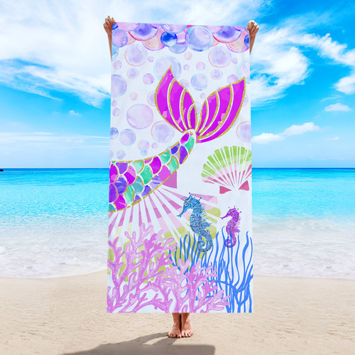 Foreign trade double-sided terry digital printed beach towel cross-border microfiber adult swimming bath towel wholesale quick-drying shawl