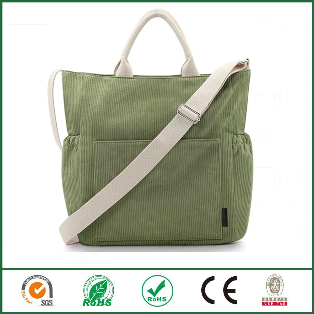 亚马逊新款女士灯芯绒手提包多功能大号斜挎包时尚可爱单肩斜挎包