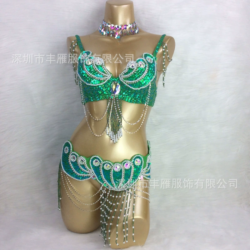 Nail sequins, bra, waist belt, set, suit, wholesale