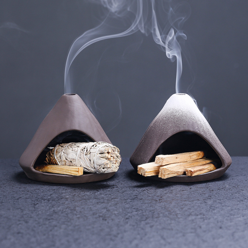 秘鲁木palo santo holder鼠尾草燃烧托盘支架陶瓷小壁炉氛围摆件|undefined
