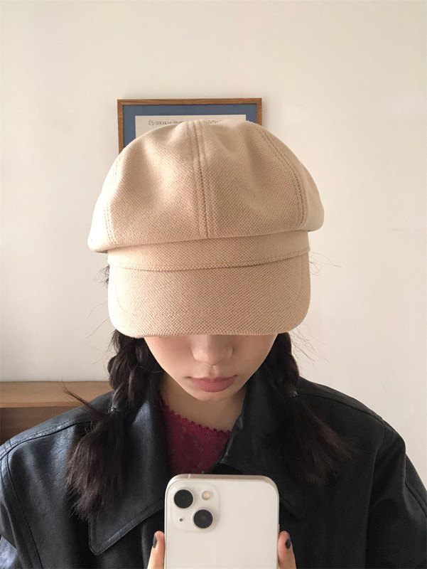 八角形の帽子、女性用、秋冬、韓国風、多用途、つば広、小顔効果、ベレー帽、カジュアル、レトロ、英国風、画家帽|undefined