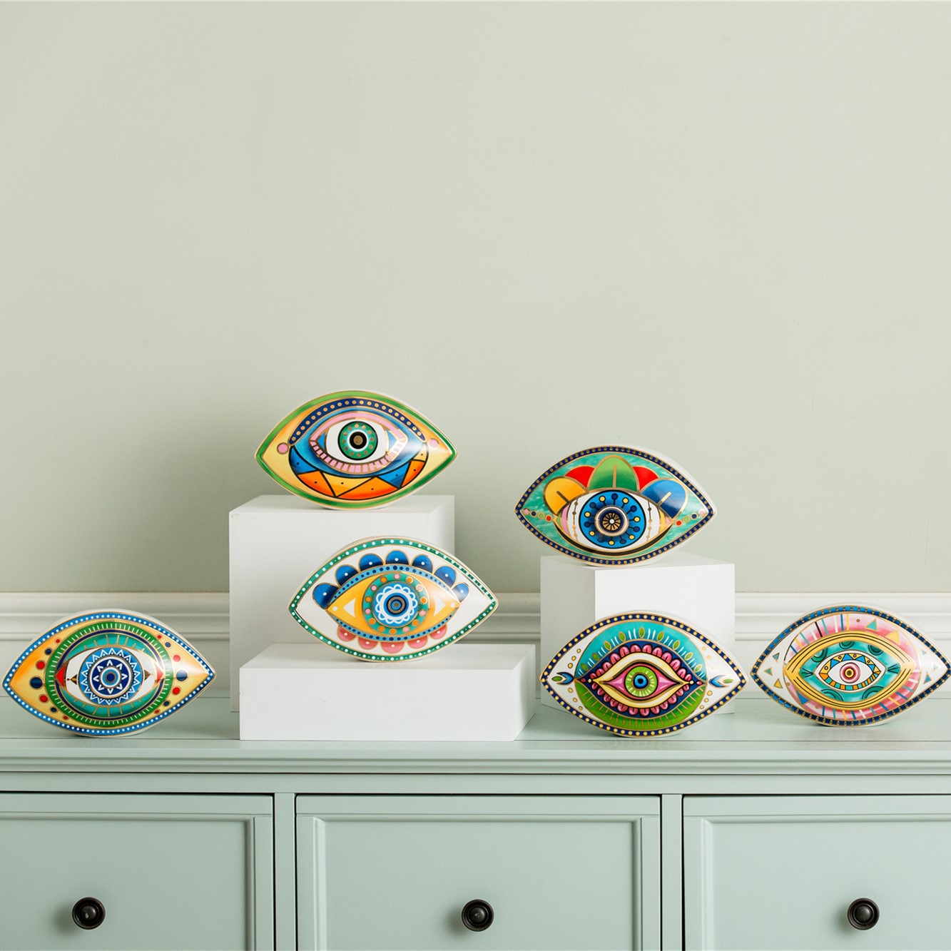1155g Weight Ornaments Home Textiles & Decor Type Ornaments Classification 1 Piece Quantity Daily Occasion ceramics Material Eye Pattern Casual Style Casual Eye Ceramics Ornaments Artificial Decorations 12