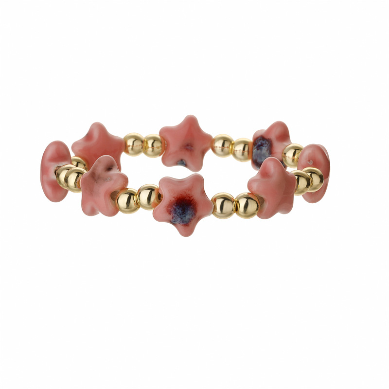 Creativo nuevo color estrella pulsera de cuentas de cerámica niña novia regalo pequeño cuentas de cobre pulsera con cuentas punto de fábrica