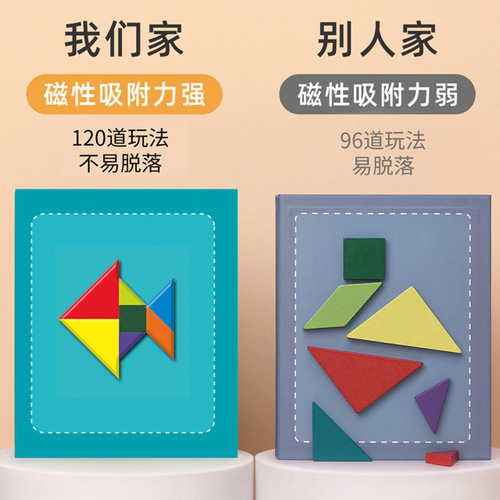 Magnetic Tangram Intellectual Puzzle Primary School First Grade Children's Teaching Aids Kindergarten Educational Toys Second Grade
