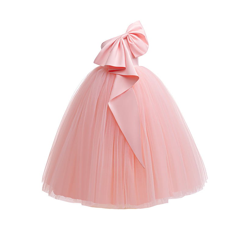 Cross-border Girl's Slant Shoulder Princess Dress Birthday Party Long Evening Dress Performance Costume Festive Masquerade Children's Dress