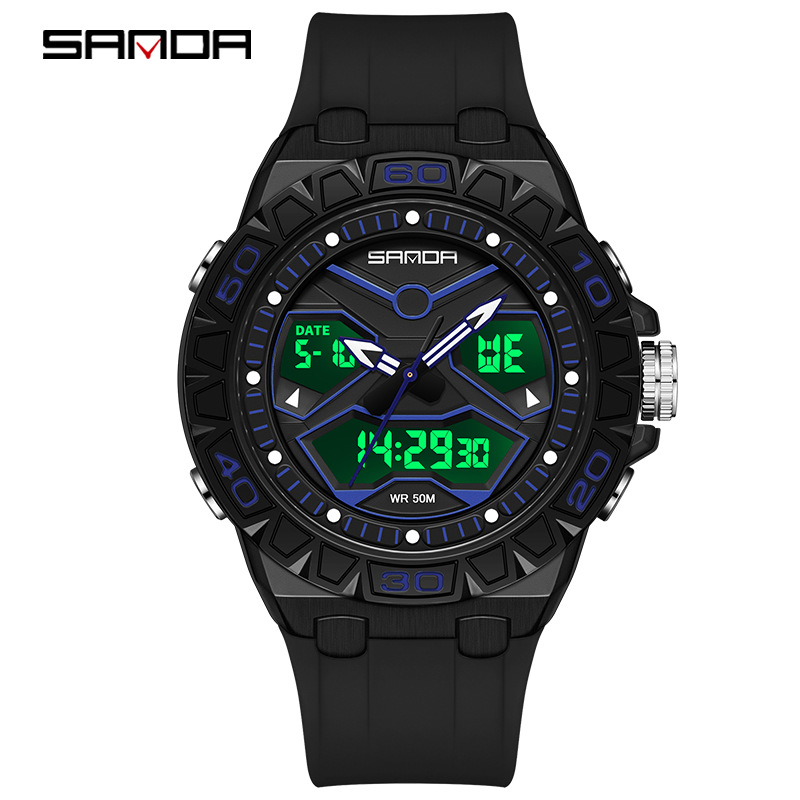 Sanda reloj juvenil reloj multifuncional moda coreana al aire libre deportivo impermeable reloj electrónico de hombre venta directa mayorista