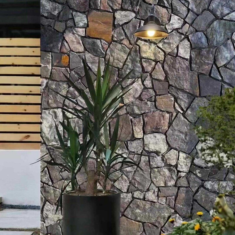 Natural Cultural Stone Exterior Wall Irregular Stone Tiles Garden Courtyard Floor Tiles Entrance Fireplace Warm Yellow Crushed Stone Bluestone