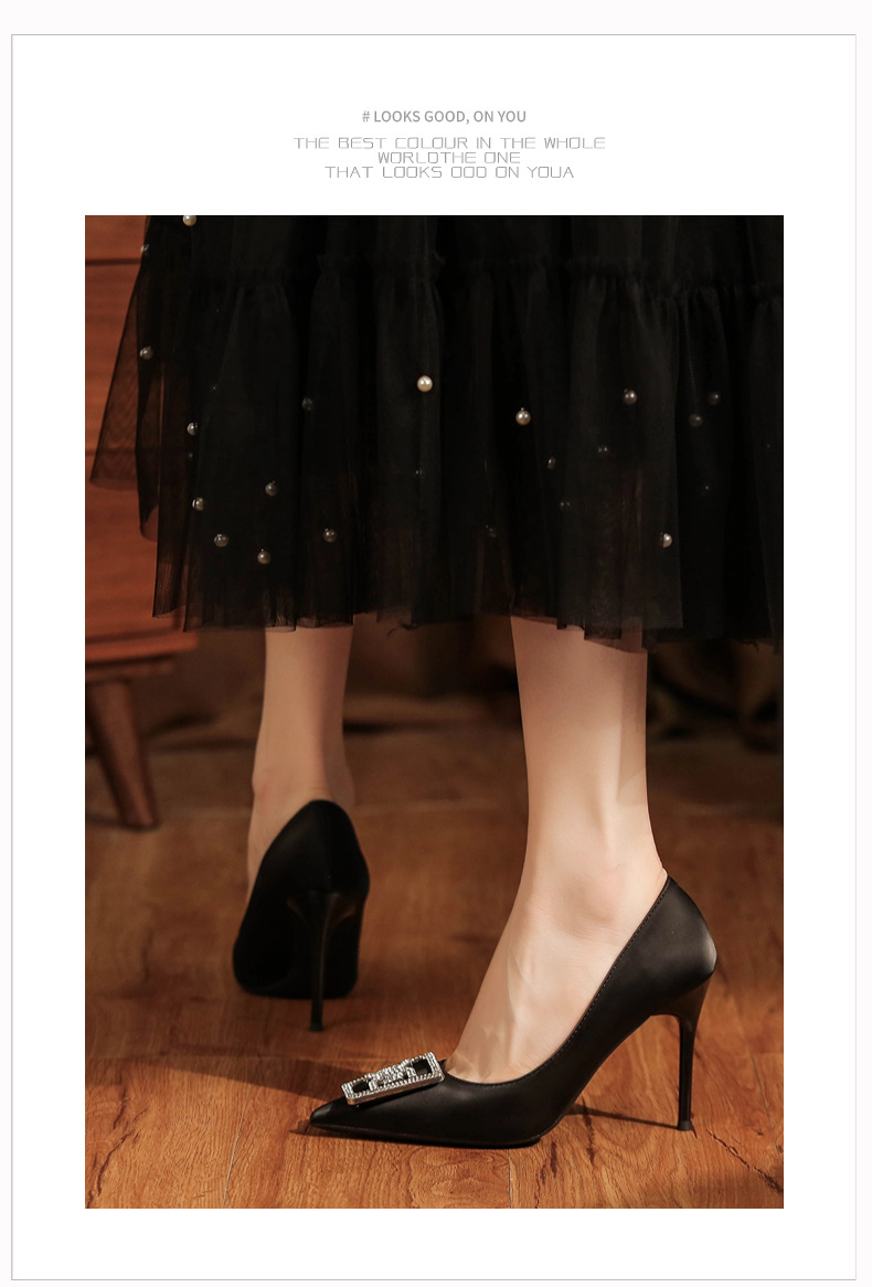 9888D-085 Stiletto Spitzschuh Strass Pendler Berufsschuhe Klassisch Vielseitig Täglich High Heels Elegant Schlicht_voghion.com