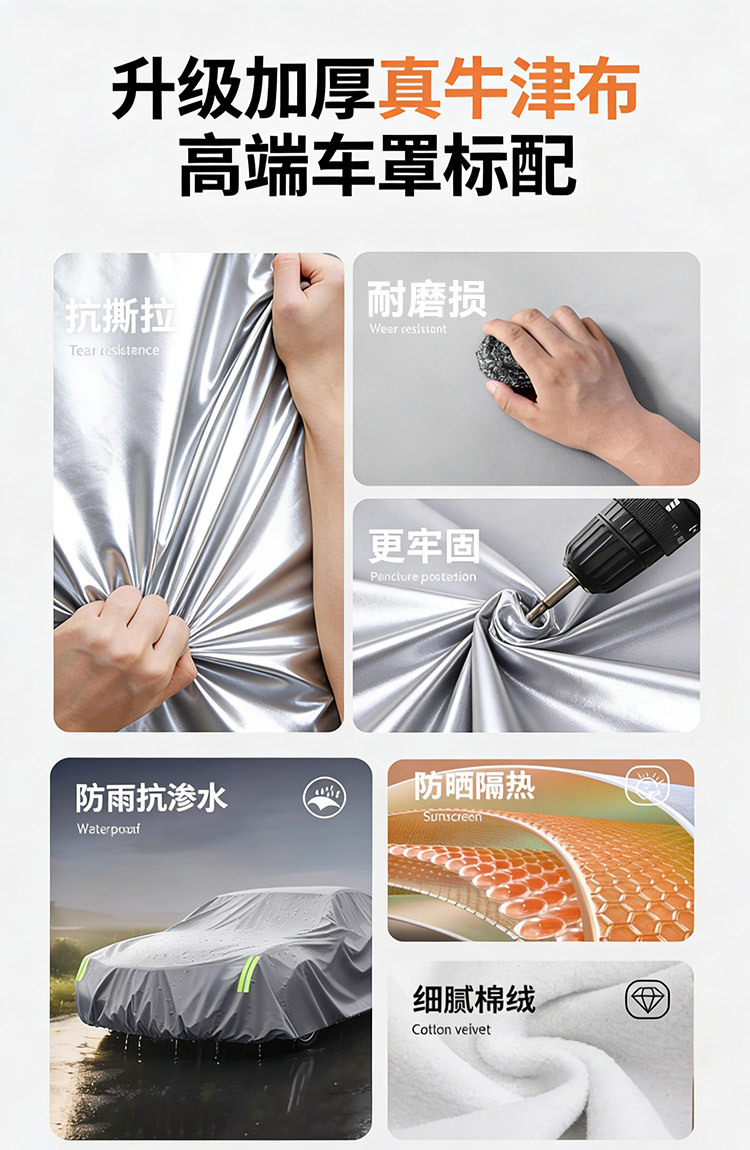 Oxford Cloth Car Cover, Full Car Cover, Sun Protection and Rainproof Cover, Thickened Car Cover, 190t Oxford Cloth Full Car Cover