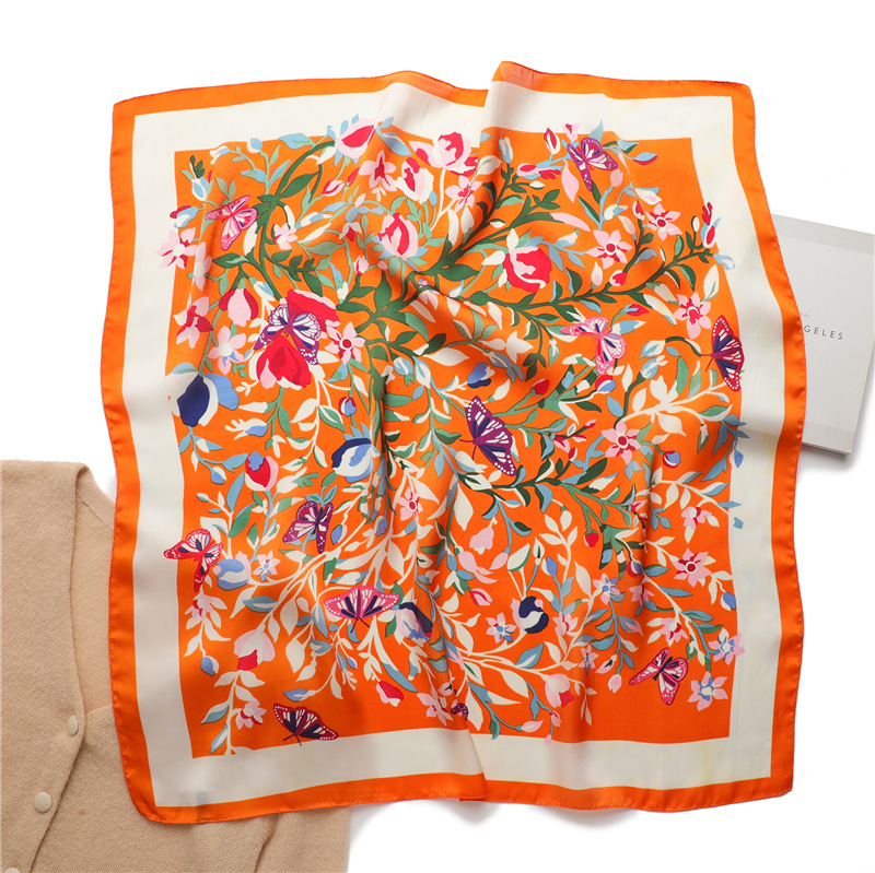 Women's Sweet Simple Style Flower Silk Printing Silk Scarf display picture 14