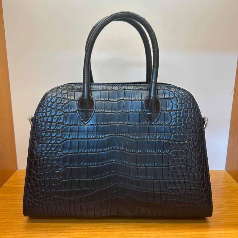 26 Crocodile Leather Handbag for Women, Casual Versatile Genuine Crocodile Belly Leather Women's Bag, Fashionable Trendy Black Shoulder Crossbody Bag