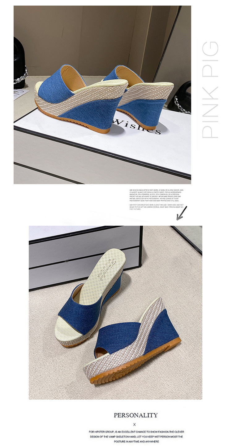 Sandali donna con zeppa peep toe in jeans ciabatte estive_voghion.com