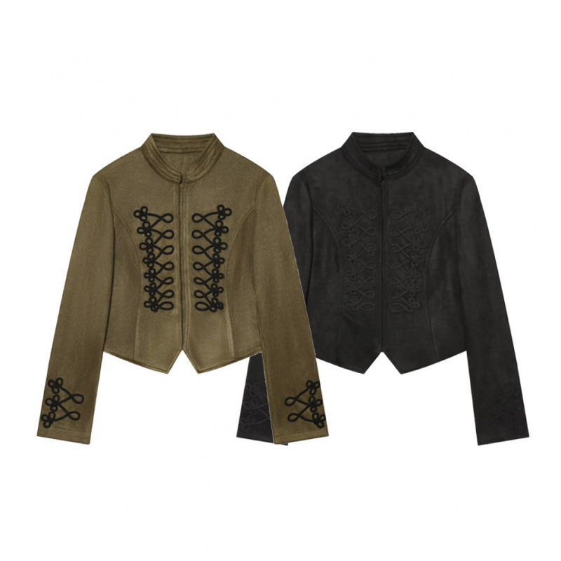 New women’s stand-up collar, patchwork design, regular sleeves, single-breasted, multi-button, comfortable, casual, short jacket New women’s stand-up collar, patchwork design, regular sleeves, single-breasted, multi-button, comfortable, casual, short jacket