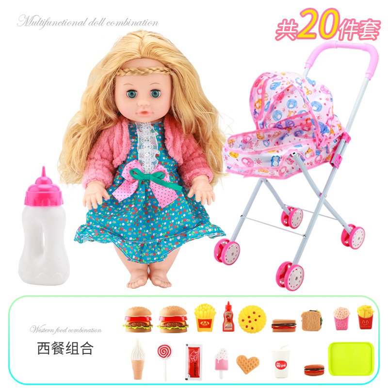 Fábrica directa de juguetes para niños en casa beberán agua, orinarán y cantarán simulación de muñecas conjuntos de juguetes de alimentos