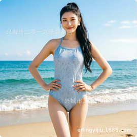 2026新款性感修身印花连体比基尼跨境速卖通跨境温泉竞速游泳衣女