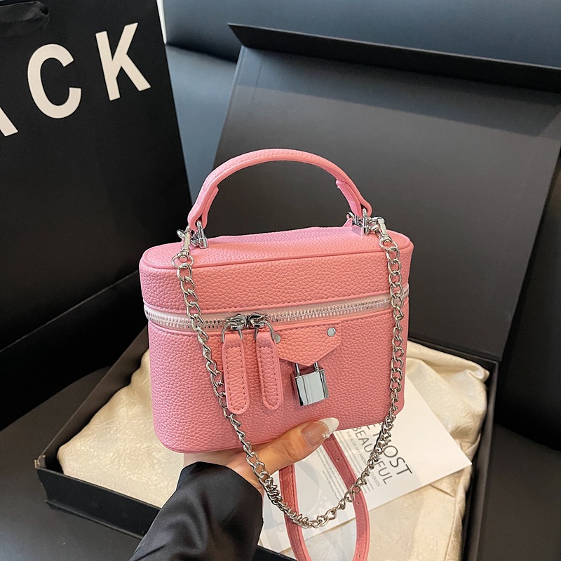 Bolso de cubo de moda coreana 2025 verano nuevo bolso de hombro con patrón de lichi bolso de mensajero de cadena de moda mujer