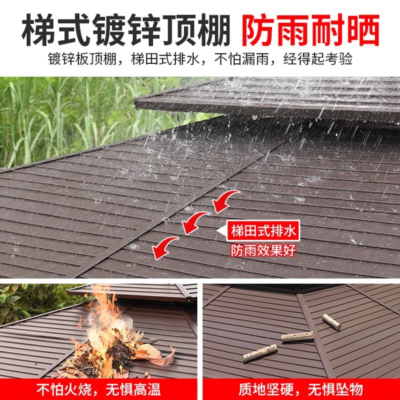 Pabellón al aire libre techo galvanizado pabellón tienda de campaña villa patio jardín terraza punto escénico ocio sombrilla gran cobertizo