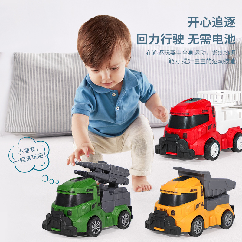 Modelo de simulación de automóviles infantiles, coche de ingeniería, coche de ingeniería de saneamiento, coche de juguetes militares contra incendios, puesto mayorista