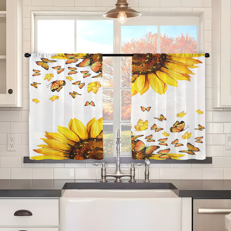 2pcs kitchen short curtain cartoon pattern cross-border hot selling factory direct supply 3D digital printing waterproof and oil-proof 2pcs kitchen short curtain cartoon pattern cross-border hot selling factory direct supply 3D digital printing waterproof and oil-proof