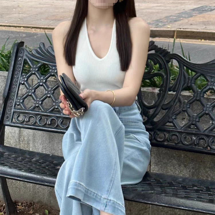 宽松浅色显瘦超小个子阔腿牛仔裤女2025直筒复古垂感拖地长裤港味|undefined