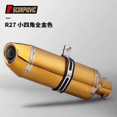 Exhaust Pipe R27 Small: Motorcycle exhaust pipe - r27-small-four-corners-all-gold