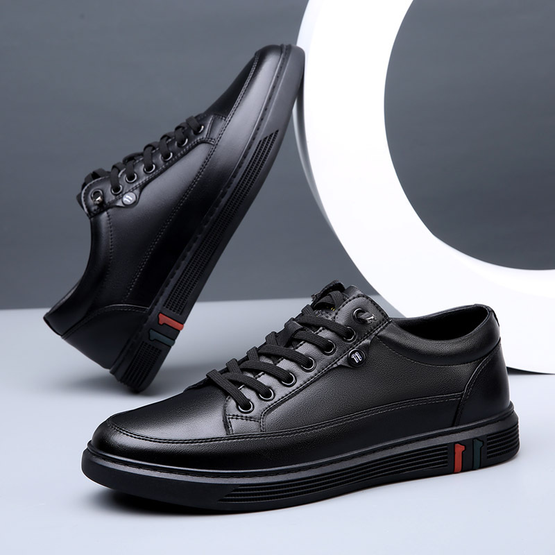 2023 Autumn/winter New Men's Shoes Made of Genuine Leather, Breathable and Versatile Korean Edition, Elevated Casual Leather Shoes, Men's Board Shoes_voghion.com