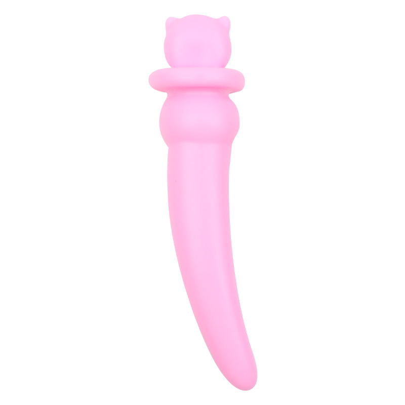 Cartoon Crescent Anal Plug, Purple Bear TPE Design, Smooth Non-Vibrating Insert — detail image 13