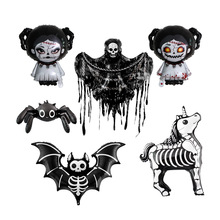 万圣节气球 铝膜气球 跨境万圣节派对装饰布置气氛大蜘蛛气球批发