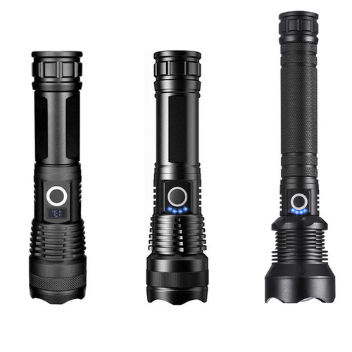 New XHP50 strong light flashlight USB rechargeable aluminum alloy flashlight outdoor telescopic zoom waterproof flashlight